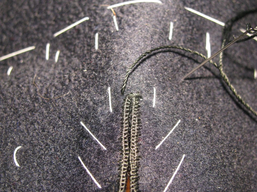 Take three stitches across the end of the buttonhole.